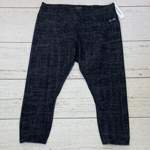 Calvin Klein Black and Gray Performance Capri Workout Leggings, size 1X, NWT